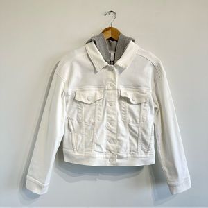 Athleta Double Time Denim Jacket 3-in-1 Hoodie Vest Top